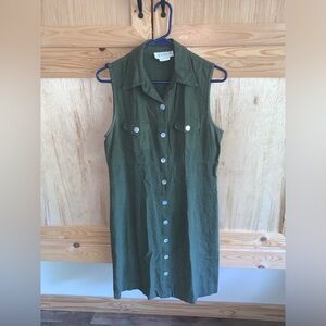 Casual Corner Annex Green linen sleeveless dress size 6